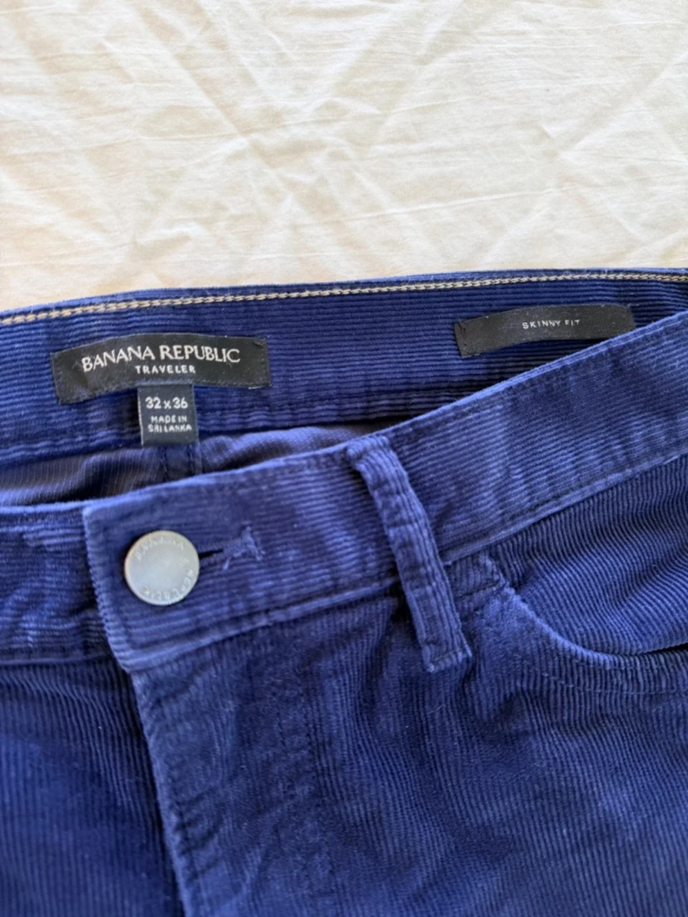 Men's Banana Republic Traveler Corduroy Pants Navy Skinny Fit 32x36